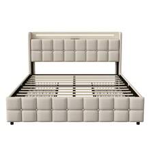Upholstered Bed 140x200/160x200cm, Double Bed With 4 Drawers, Storage Bed, Youth Bed With Slatted Frame, Functional Bed, Solid Wood Bed, Linen
