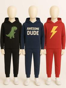 Kit With 3 Sets Of Sweatshirts For BOYS WITHOUT Printed Hood - Nhiều màu - Xem 1