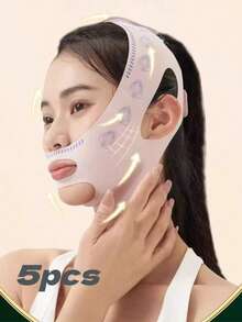 1/3/5 件面部带、V 型面罩、下巴带 - 可重复使用，适用于睡眠、锻炼和瑜伽