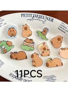 Broche acrílico de dibujo animado de capibara - Diseño de animal lindo accesorio de moda para mujer, regalo creativo, insignia con estilo | Ilustración encantadora | Diseño vibrante de cierre de , mejor regalo para familia, amigos, accesorios escolares y de oficina, camisas, chaquetas, joyería, disfraces de Halloween, regalos para maestros, accesorios de Halloween, día del maestro, accesorios de disfraz, encantos de bolso, Navidad - Capibara - Ver 11