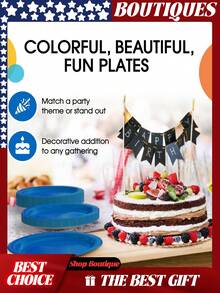 50pcs Dinnerware Sets, Disposable Plates, Plastic Plates For Party, Dinner Plates, Party Plates, Plate Set, Disposable Plates For Party, Dinnerware Set, Plastic Plates Disposable, Wedding Plates, Plastic Disposable Plates, Dinnerware & Accessories, Party Plates And Cups And Napkins Sets, Plates And Napkins Party Supplies, Plastic Plates For Wedding, Plastic Party Plates, 50 SET Graduation Plates And Napkins And Forks, Red And Black Graduation Decoration, Disposable Grad Plates Graduation Dessert Plates Red Napkins, 9" Birthday Paper Plates 50 Pcs Blue Party Plate | Disposable Heavy Duty 350 Gsm Disposable Plate For Party Supplies And Decorations - Dark Blue - View 6