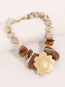 1pc Bohemian Eye-Catching Large Amber Necklace