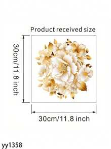 1pc Creativity 3D Yellow Golden Flower Wall Decal, Light Luxury Palace Vintage Style, For Ceramic Surface, Toilet, Bathroom, Refrigerator, Window, Bathtub, Door, Car, Living Room, Bedroom Home, Toilet Decoration Items Refresh Your Home Decor