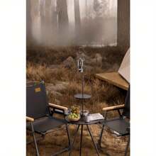 طاولة طوي للتخييم الخارجي، طاولة صغيرة محمولة خفيفة الوزن وبشكل دائري، سهلة التجميع وذات حامل ثلاثي قابل للتعديل لشرب الشاي الرحلات