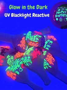 Neon Glow Balloons Neon Stars/Dot Balloons Glow In Blacklight Black Light Fluorescent Neon Latex Balloons For Birthday Wedding Glow Party Supplies,Christmas