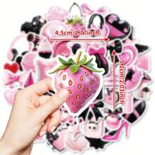 50PCS Black Pink Cute Graffiti Sticker Decoration Suitcase Water Bottle DIY Water Cup Notebook Skateboard Luggage Helmet Self-Adhesive