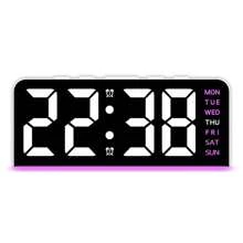 1 pieza Reloj digital moderno LED multifuncional con luz ambiente, brillo ajustable, pantalla de fecha y alimentación USB, reloj despertador dual con diseño rectangular elegante para decoración de dormitorio y sala de estar. (Sin batería, solo función de memoria de batería) Regalo para cumpleaños, graduación, reloj digital para dormitorio, decoración de dormitorio, decoración de dormitorio universitario, vuelta al colegio, decoración escolar, sorpresa escolar