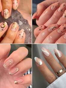 90张3D Y2K美甲贴纸，共4800片，3D自粘白色花卉美甲贴纸，包含玫瑰、雏菊、樱花等图案，美甲装饰贴，美甲用品，美甲技巧装饰贴。