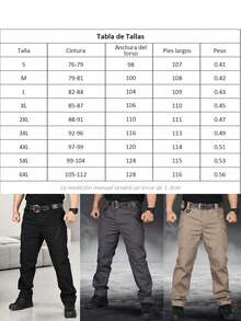 Pantalones tácticos de color liso para hombre, pantalones multibolsillos con cremallera para hombre, para trabajar, viajar, pasear, ir al gimnasio, correr y para el día a día. - Caqui - Ver 3