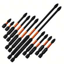 12 件磁性防滑钻头套装：S2 钢，及冲击钻头，适用于电动和手动驱动器，防滑握把磁性钻头套装 - 黑色 - 查看 9