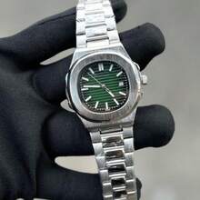 Patek PK Men's Watch Silver Stainless Steel Analog Men's Fashion Social Luxury Stylish Date And Time - màu xanh lá - Xem 2