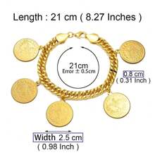 1pc Turkish Coin Bracelet For Women Men Turkey's Ancient Coins Banglet Turk Jewelry Gold And Silver Color