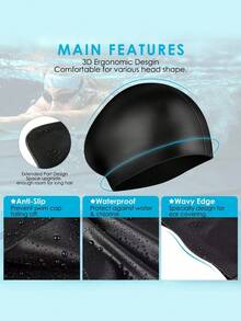 Gorro de natación extra grande para mujeres y hombres, diseño de cola de caballo para cabello muy largo, grueso, rizado y rastas, trenzas, afros. Silicona para mantener el cabello seco. Esencial de playa, accesorio de playa, flotador de piscina