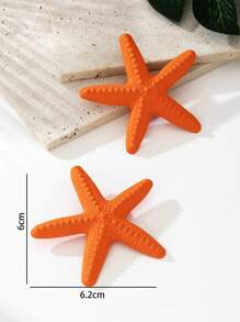 1 paire de boucles d'oreilles vacances à la plage pour femmes avec design d'étoiles de mer orange exagéré et vibrant, bijoux de fête