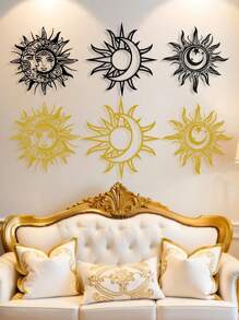 1pc Metal Sun And Moon Themed Wall Art Decor, Iron Crafted Home, Restaurant Decoration, Perfect Accent For Christmas, Personalized Farmhouse, Patio, Porch, Unique Gift Idea For Him/Her, Boyfriend/Girlfriend, Dad, Mom, Family, Friends, Valentine's Day, Children's Day, Father's Day, Graduation, Wedding, Housewarming, Living Room, Bedroom, Office, Family Dinner Gifts Birthday