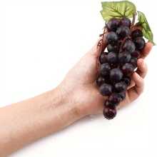 3 violetas artificiales realistas - frutas y hojas verdes de plástico natural falso para decoración de cocina, decoración del hogar y relleno de cestas navideñas (36 piezas)