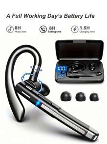 ENC Noise-Proof Wireless Headphones With Dual Microphones - Hands-Free Earbuds For Computer, Mobile, Truck Drivers, And Home Offices - Long-Lasting Lithium-Polymer Battery, Type-C Jack, And Wireless Charging Case Included