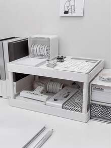 1 件桌面双层可拆卸储物架，收纳架，适用于卧室、宿舍、浴室、厨房，节省空间，装饰性