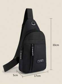 Nowa męska płócienna torba typu crossbody, sportowa torba podróżna na klatkę piersiową, torba na ramię, saszetka biodrowa, idealna na Halloween, Boże Narodzenie, Święto Dziękczynienia, na zewnątrz, w podróży, do pracy, na studia, z otworem na słuchawki. Odzież uliczna