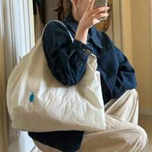 Bohemian Women's Shoulder Bag Embroidered Pattern Nylon Bag Large Capacity Cloth Bag Lightweight Foldable Storage Bag Commuter Bag Fashion Bag Travel Bag Large Capacity Tote