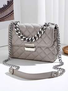 Women's New Fashion Diamond Quilted Shoulder Bag, Metal Chain Flap Lock Anti-Theft Crossbody Tote Bag, Work, Shopping, Daily Use