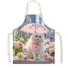 1 pièce Super mignon tablier de cuisine rose chat, tablier de cuisine haute qualité résistant aux salissures, convient aux chefs, jardiniers, cuisiniers, rôtisseurs, fleuristes, peintres, baristas, vêtements de travail résistants aux salissures, 65cm * 53cm * 53cm