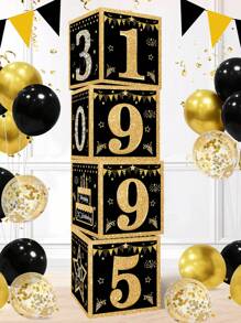 4 buc/set cutie surpriză pentru a 30-a aniversare, cutie cu baloane, cutie decorativă pentru ziua de naștere Happy 1995, decor pentru a 30-a aniversare, cutie cadou pentru decorarea petrecerii de ziua de naștere, recuzită pentru fotografie, cutie decorativă de fundal, decor pentru casă, decor pentru cameră, decor de fundal, accesorii pentru petrecere, cadouri de ziua de naștere, recuzită foto