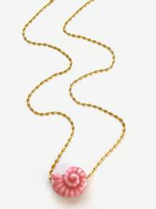 Nuevo collar de mujer de acero inoxidable con cuentas y colgante de concha cerámica, collar de moda multicolor personalizado para vacaciones, viajes y uso diario