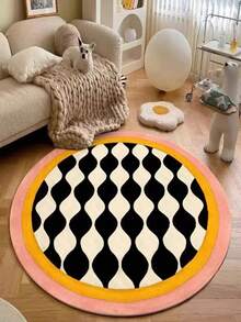 1pc, [Best Seller] Wavy Anti-Fatigue Round Creative Design Area Rug, Living Room Rug, Bedroom Rug, Personalized Decorative Rug, Entryway Rug, Kitchen Rug, Bathroom Rug, Gaming Room Rug, Study Room Rug
