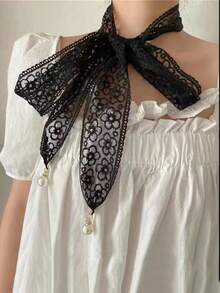 1 件女士蕾丝腰带，时尚百搭珍珠腰链装饰束腰绳腰带，适合连衣裙，夏季 - 白色 - 查看 5