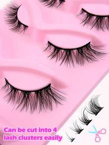 5 Pairs Cat Eye Makeup False Eyelashes, 15mm Long Tail, Fox Eye False Lashes, Fluffy Faux Mink Strip Eyelashes - Black - View 4