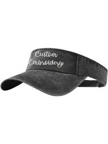 1 Pc,Unisex,Washed Pigment Dyed Visor With Embroidery, Personalization With Your Logo Or Text,Personalized Tennis Hat Sun Hat, Sport Cap, Baseball Cap, Tennis Cap, Sun Visor Hat, Hen Party Hat, Beach Hat, Outdoor Sun Hat, Baseball Hat - A - View 6