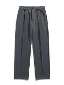 Pantaloni de costum de vară pentru bărbați, pantaloni de rochie la modă slim fit, pantaloni de birou lejer pentru afaceri - Gri - Vizualizare 9