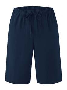 Women's Summer Solid Color Tie-Waist Straight Leg Shorts