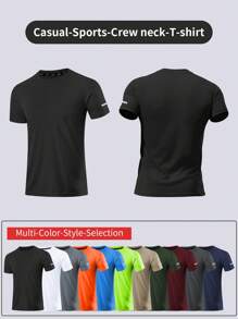 Men's Casual Sports T-Shirt, Regular Short-Sleeved, Crew Neck Top, Mesh Fabric, Daily Wear, Work Team, Summer, For - Gym, Running, Ball, Training, Outdoor Activities, Climbing, Men's Clothing