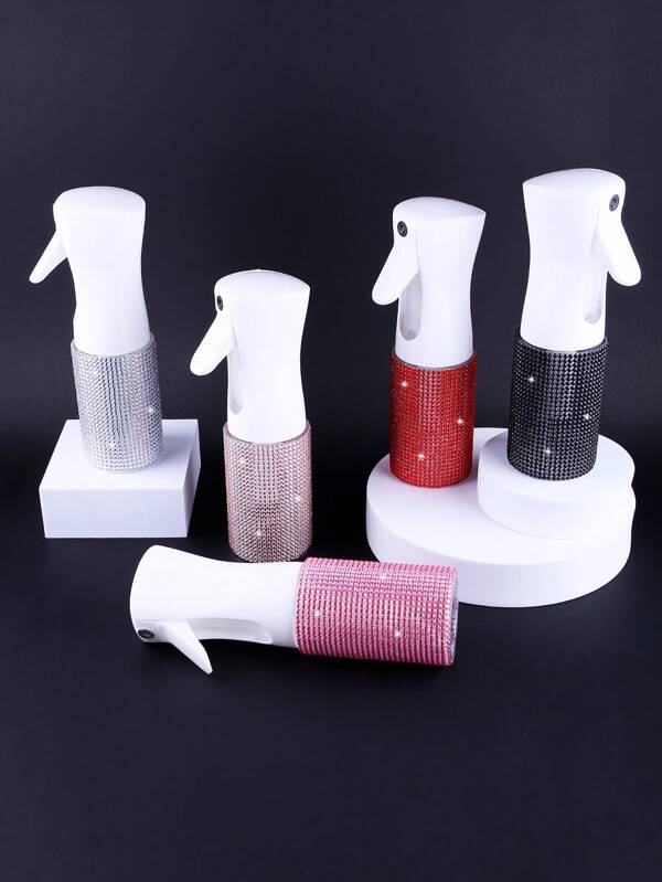 1 pieza Botella atomizadora recargable de 200ml con strass, dispensador de rocío fino para agua cosmética, alcohol