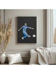 Set Of 1/3 Pcs Soccer Player Pop Wall Arts Soccer Star Posters Sports Printmaking Canvas Posters Printing Modern Stadium Living Room Bedroom Home Decoration Unframed-Style, Wall Art With Frame