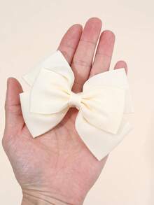 2 piezas Pinzas para el cabello de niña, Elegantes pinzas para el cabello con lazo de cinta beige, Pinzas para el cabello de cocodrilo de unicolor lindas, Accesorios para el cabello con lazo, Decoración diaria para el cabello para niños - Beis - Ver 8