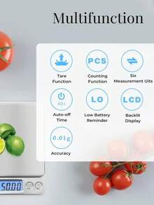 1pc 3kg-0.1g Stainless Steel Kitchen Scale, Multifunctional Electronic Scale, High Precision 0.01g, Suitable For Food Cooking And Baking - Silver - View 6