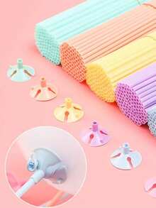 10/50/100Pcs Colorful Balloon Fixing Buckle & Stick For Baby Party, Minimalist Clear Balloon Stan,Baby Birthday Celebration, Baby Full Month Event, Baby Anniversary, Family Party(Random Color) - Multicolor - View 3