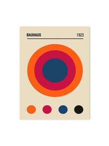 Bauhaus Colourful Art Abstract Poster Medieval Vintage Exhibition Aesthetic Canvas Painting Bedroom Kitchen Decorative Wall Art Holiday & Birthday Gift, Office Decoration Arranged Artwork Optional Frame ,Wall Art With Frame - Multicolor - View 15