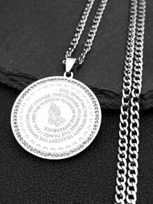 圣经之主英文宁静祈祷手吊坠项链男女款不锈钢黑色祝福链朋克基督教珠宝 - 項鍊 - 查看 11