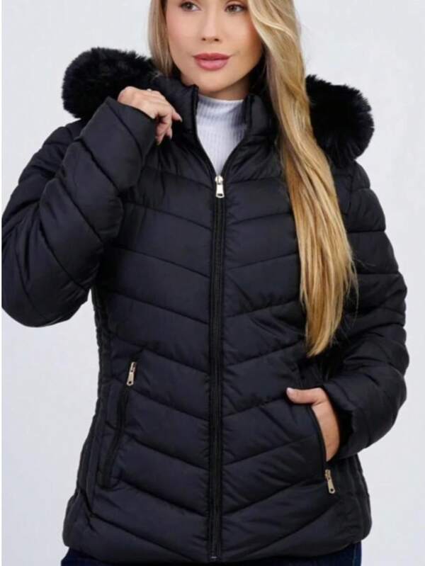 Jaqueta Feminina Bobojaco Chiquê E Peluciado Moda Feminina   Simples  Casual  Tecido  Zíper  Bolso    Jaquetas Femininas  Noite  Viagem