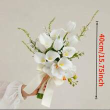 Artificial Tulips Flowers For Bride Wedding Photoshoot Photography Bouquet Decoration, Wedding Registration Holding Flowers Summer Birthday Gifts Beach Back To School School Supplies Room Decor