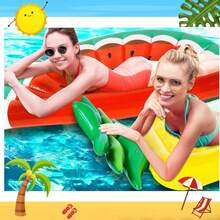1pc Inflatable Watermelon & Pineapple Pool Float, Adult Size, Durable PVC Material, No Battery Required, Ideal For Summer Fun And Pool Parties, Pool Float With Playful Design - Multicolor - View 5