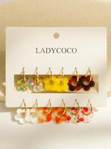 9 Pairs Of Fashionable & Cute Multicolor Tassel Pendant Earrings, Suitable For Women's Daily Wear, Dating, Traveling