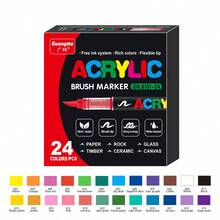 24 Color Macaron Beauty Skin Color Straight Liquid Soft Acrylic Marker Pens Brush Tip, Student Art Professional Painting Character Skin Color Macaron Color Brush Set Graffiti Coloring Diy Animation Character Hand-Painted Pen Marker Back To School - Multicolor - View 19