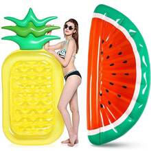 1pc Inflatable Watermelon & Pineapple Pool Float, Adult Size, Durable PVC Material, No Battery Required, Ideal For Summer Fun And Pool Parties, Pool Float With Playful Design - Multicolor - View 2