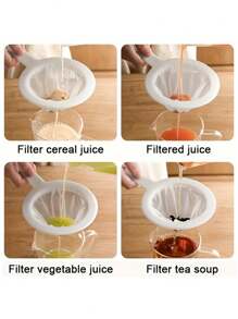 1 pieza Embudo de cocina de nailon con colador y mango, filtro de malla de plástico para leche de soja, jugo y uso doméstico - Herramienta de filtración con drenaje de residuos