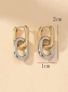 Fashionable Gold Geometric Square Earrings, Women Metal Hoop Jewelry